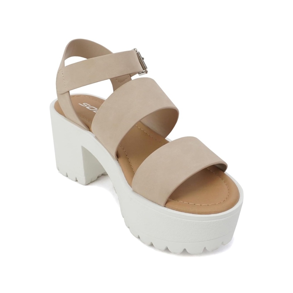 NIB Soda ACCOUNT Women's 9 Open Toe Block Heel Sandals - Picture 6 of 7